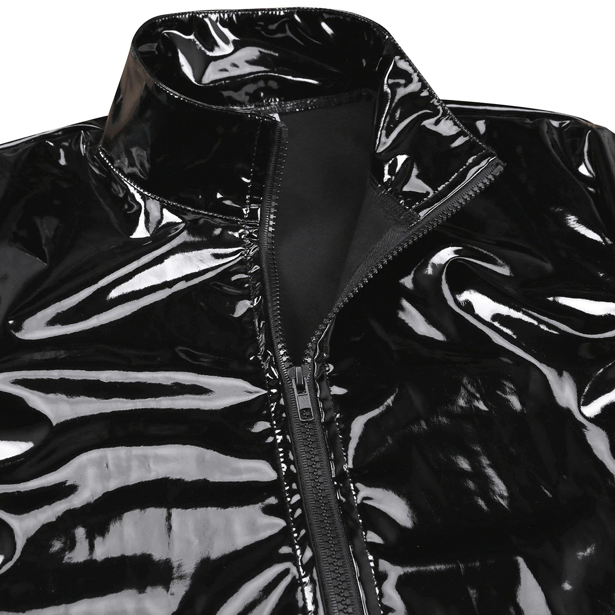 Men's Wet Look Jacket on Zipper / Patent Leather Erotic Costume for Sex Games - EVE's SECRETS