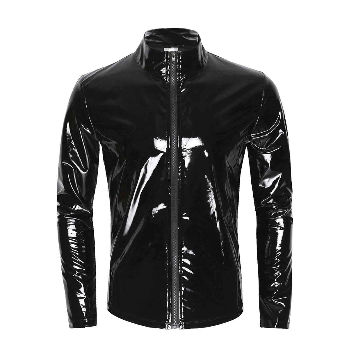 Men's Wet Look Jacket on Zipper / Patent Leather Erotic Costume for Sex Games - EVE's SECRETS