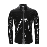 Men's Wet Look Jacket on Zipper / Patent Leather Erotic Costume for Sex Games - EVE's SECRETS