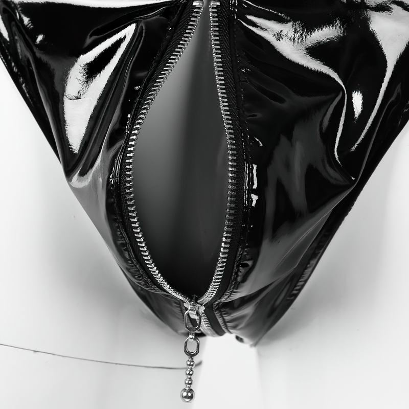 Men's Wet Look Leather Sissy Panties / Low Rise Jockstrap Open Butt Zipper Underwear - EVE's SECRETS