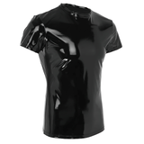 Men's Wetlook Latex T-Shirt / Male Black Night Parties Tight T-Shirts / Exotic Gay Homme Costume - EVE's SECRETS