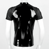 Men's Wetlook T-Shirt With Round Neck / Clothing With Short Sleeves And Half Front Zipper - EVE's SECRETS