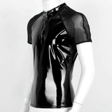 Men's Wetlook T-Shirt With Round Neck / Clothing With Short Sleeves And Half Front Zipper - EVE's SECRETS