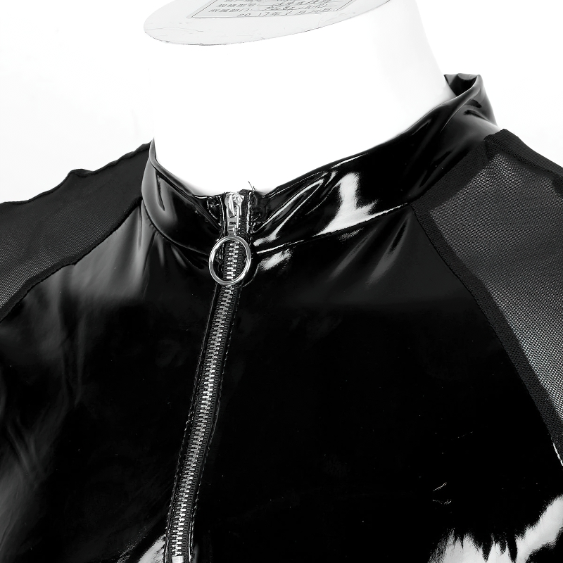 Men's Wetlook T-Shirt With Round Neck / Clothing With Short Sleeves And Half Front Zipper - EVE's SECRETS