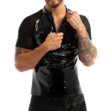 Men's Wetlook T-Shirt With Round Neck / Clothing With Short Sleeves And Half Front Zipper - EVE's SECRETS