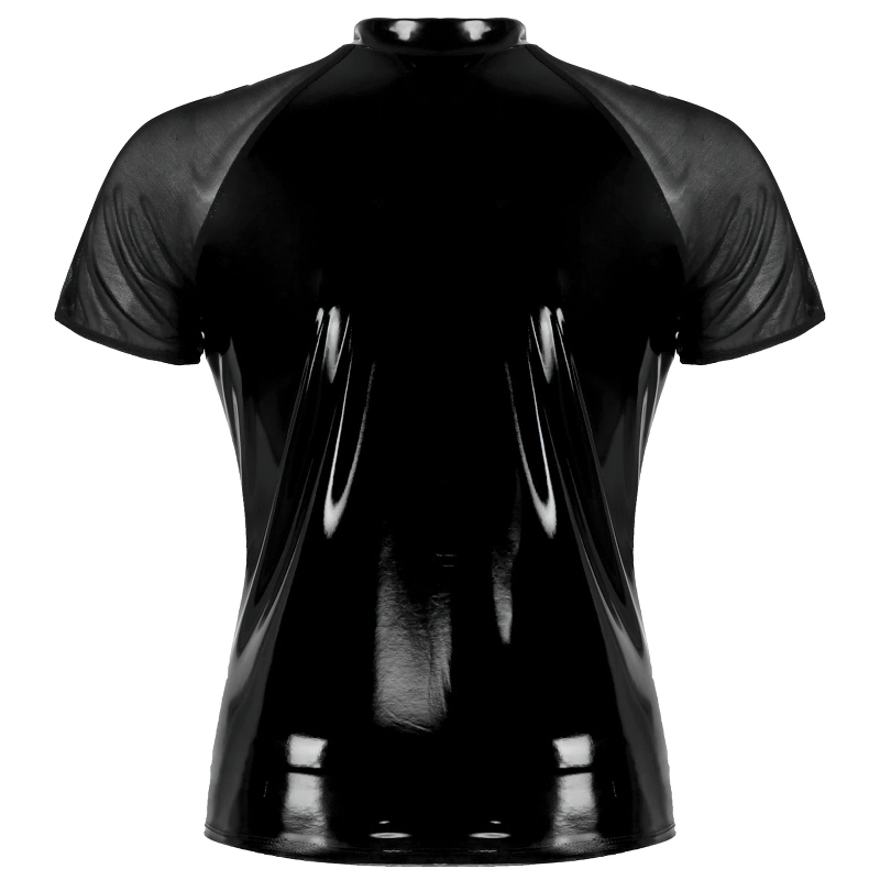 Men's Wetlook T-Shirt With Round Neck / Clothing With Short Sleeves And Half Front Zipper - EVE's SECRETS