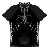 Men's Wetlook T-Shirt With Round Neck / Clothing With Short Sleeves And Half Front Zipper - EVE's SECRETS