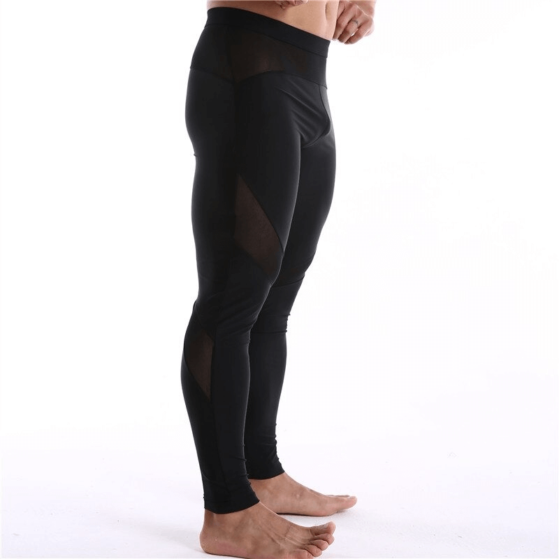 Men's Sexy Patchwork Workout Pants / Sporty Style Mid-Waist Skinny Leggings - EVE's SECRETS