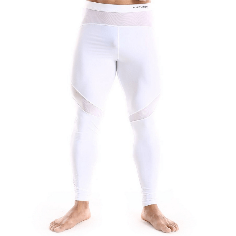 Men's Sexy Patchwork Workout Pants / Sporty Style Mid-Waist Skinny Leggings - EVE's SECRETS