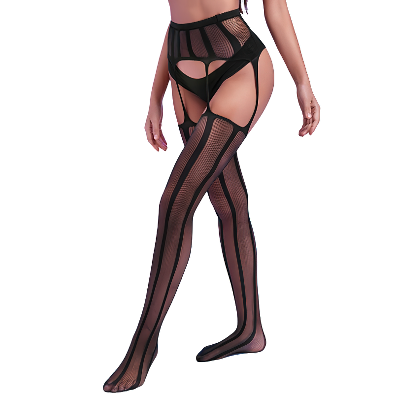 Mesh Stockings with Suspenders / Erotic Open Crotch Lingerie / Sexy Women's Underwear - EVE's SECRETS