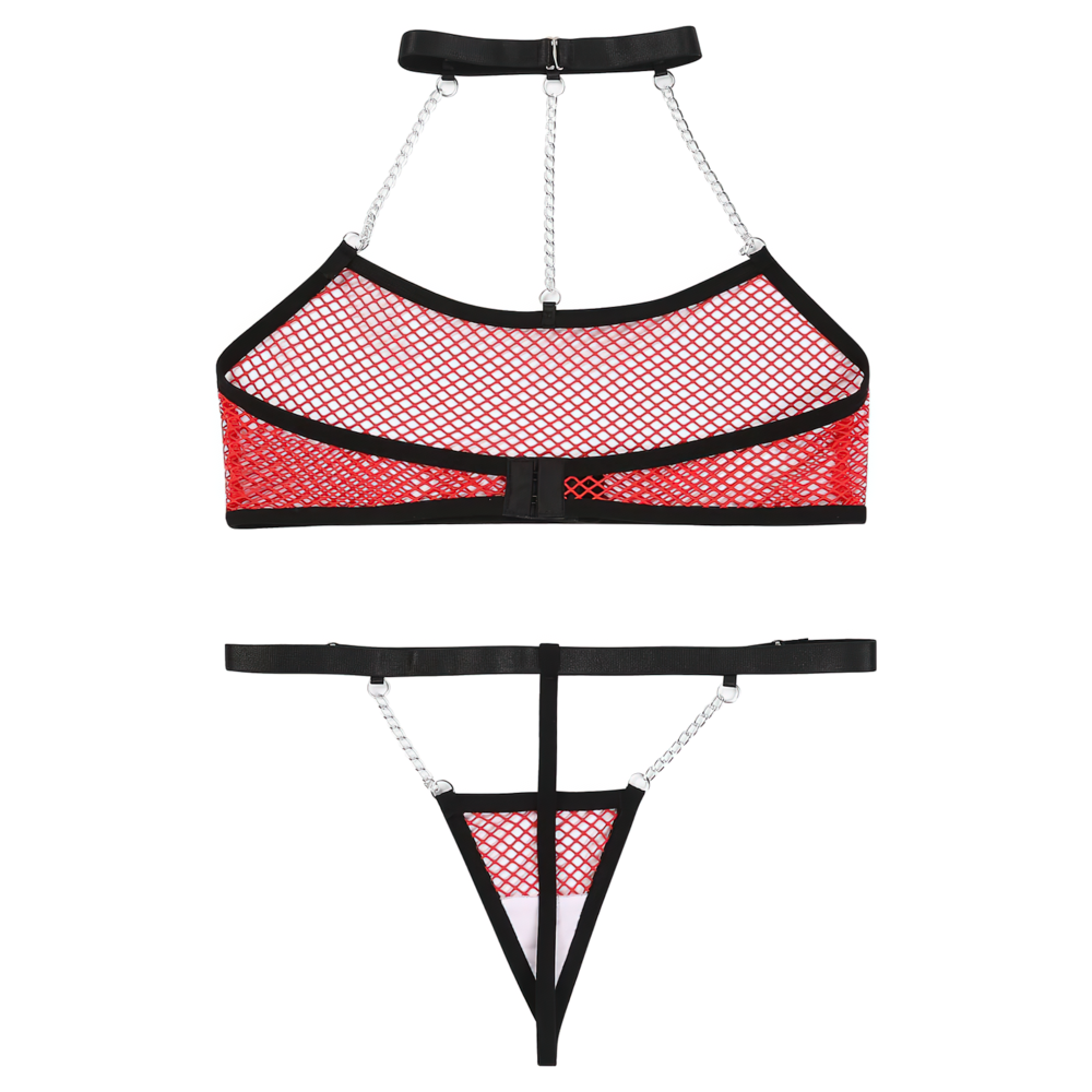 Mesh Women's Transparent Lingerie Set / Sexy Women's High Waist G-Strings / Erotic Bra with Collar - EVE's SECRETS