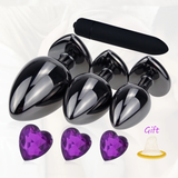 Metal Anal Plug Vibrator Massager With Purple Heart / Adult Crystal Bullet Vibrator Masturbator - EVE's SECRETS