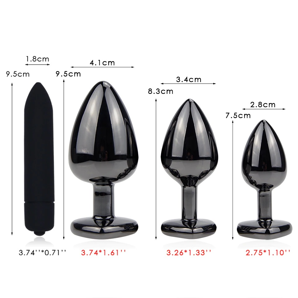 Metal Anal Plug Vibrator Massager With Purple Heart / Adult Crystal Bullet Vibrator Masturbator - EVE's SECRETS