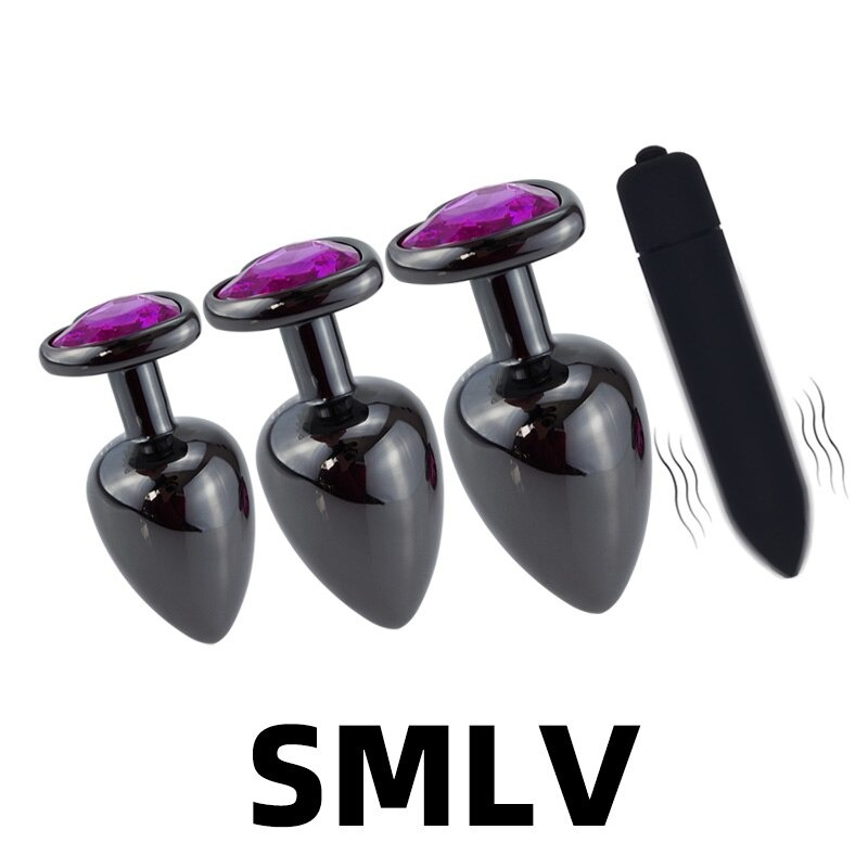 Metal Anal Plug Vibrator Massager With Purple Heart / Adult Crystal Bullet Vibrator Masturbator - EVE's SECRETS