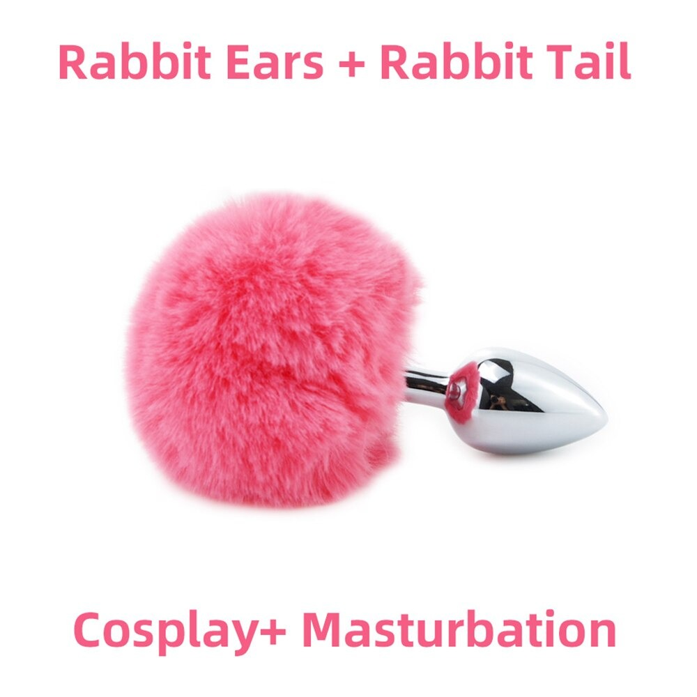 Metal Anal Plug with Bunny Tail and Plush Ears / Cute Rabbit Cosplay Adult Sex Toy - EVE's SECRETS