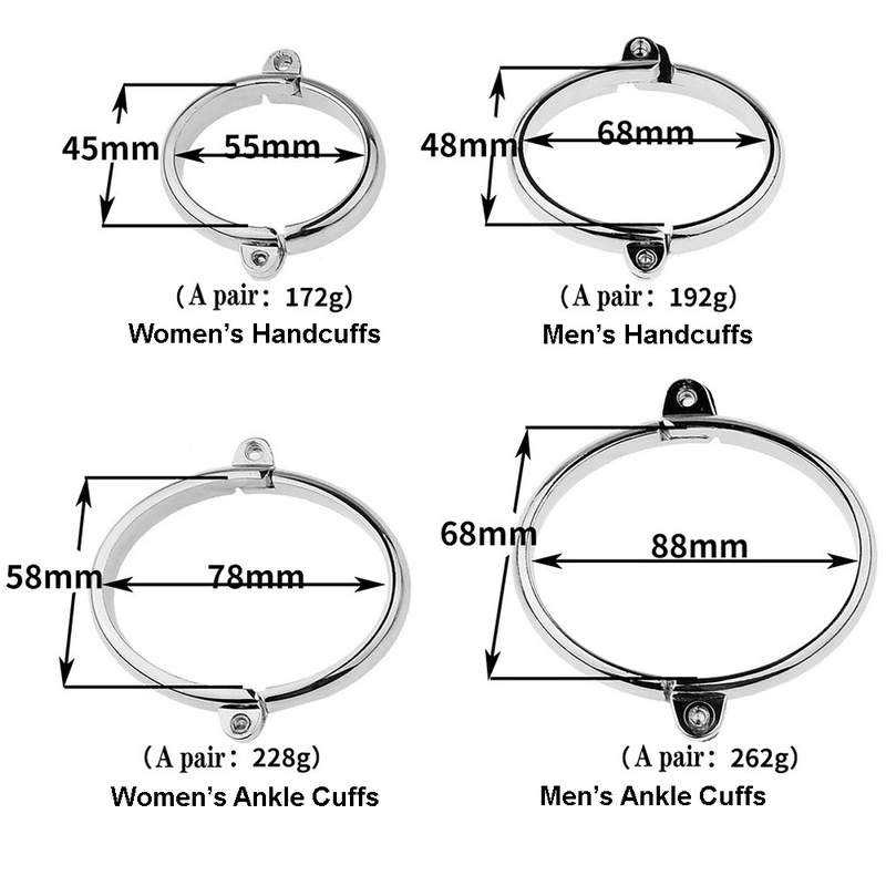 Metal Handcuffs and Ankle Cuffs with Chain / BDSM Restraints / Sex Toys for Women and Men - EVE's SECRETS