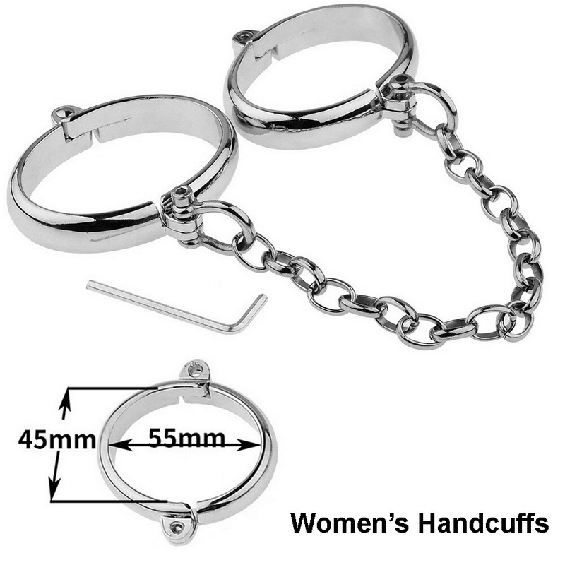 Metal Handcuffs and Ankle Cuffs with Chain / BDSM Restraints / Sex Toys for Women and Men - EVE's SECRETS