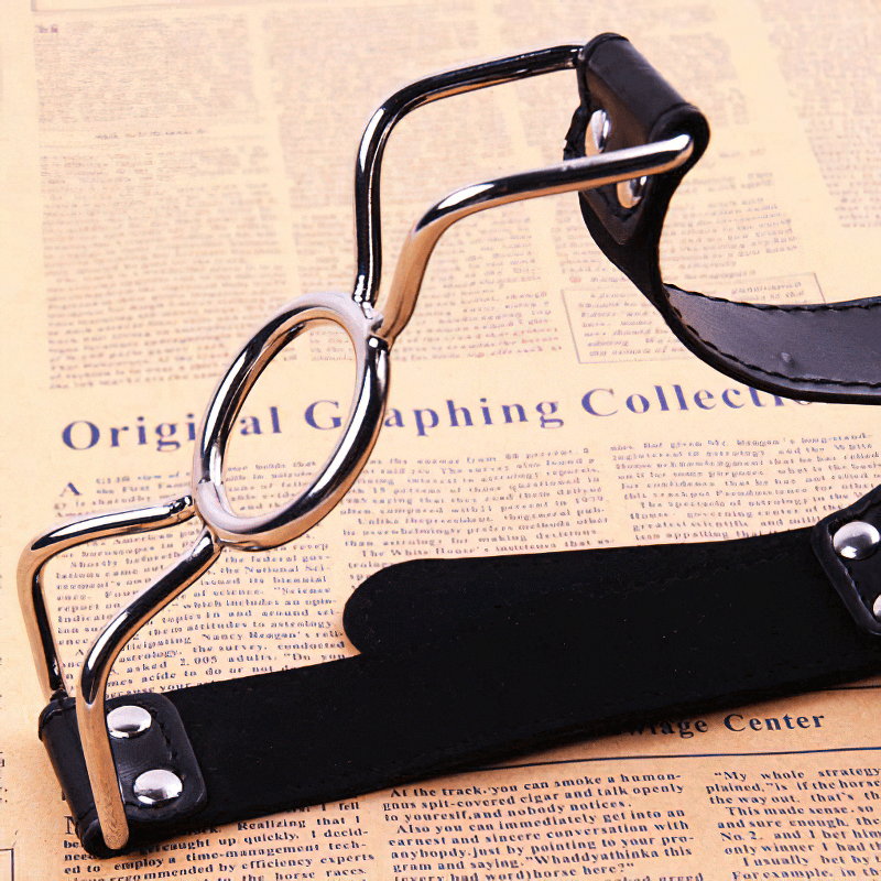 Metal O-ring Mouth Gag with Faux Leather Strap / BDSM Gags of Various Sizes / Fetish Sex Toys - EVE's SECRETS