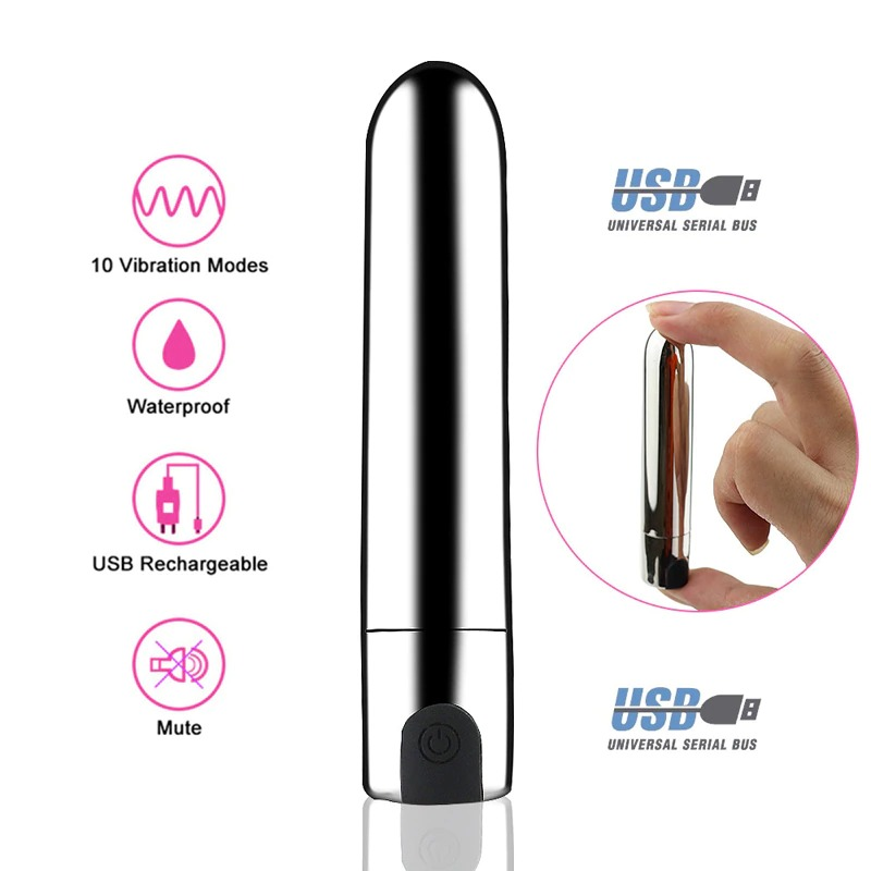Mini Bullet Vibrators in Two Variants / 10-Speed USB Rechargeable Waterproof Masturbators - EVE's SECRETS