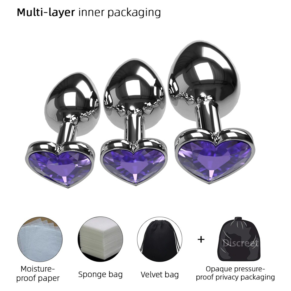 Multicolor Smooth Massager Anal Plug / Crystal Jewelry Heart Anal Butt for Adult - EVE's SECRETS
