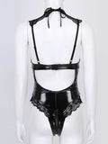 Open Back Female Latex Clubwear Bodysuit / Lace-Up Erotic Splice Female Apparel - EVE's SECRETS
