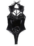 Open Back Female Latex Clubwear Bodysuit / Lace-Up Erotic Splice Female Apparel - EVE's SECRETS