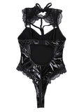 Open Back Female Latex Clubwear Bodysuit / Lace-Up Erotic Splice Female Apparel - EVE's SECRETS