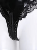 Open Back Female Latex Clubwear Bodysuit / Lace-Up Erotic Splice Female Apparel - EVE's SECRETS