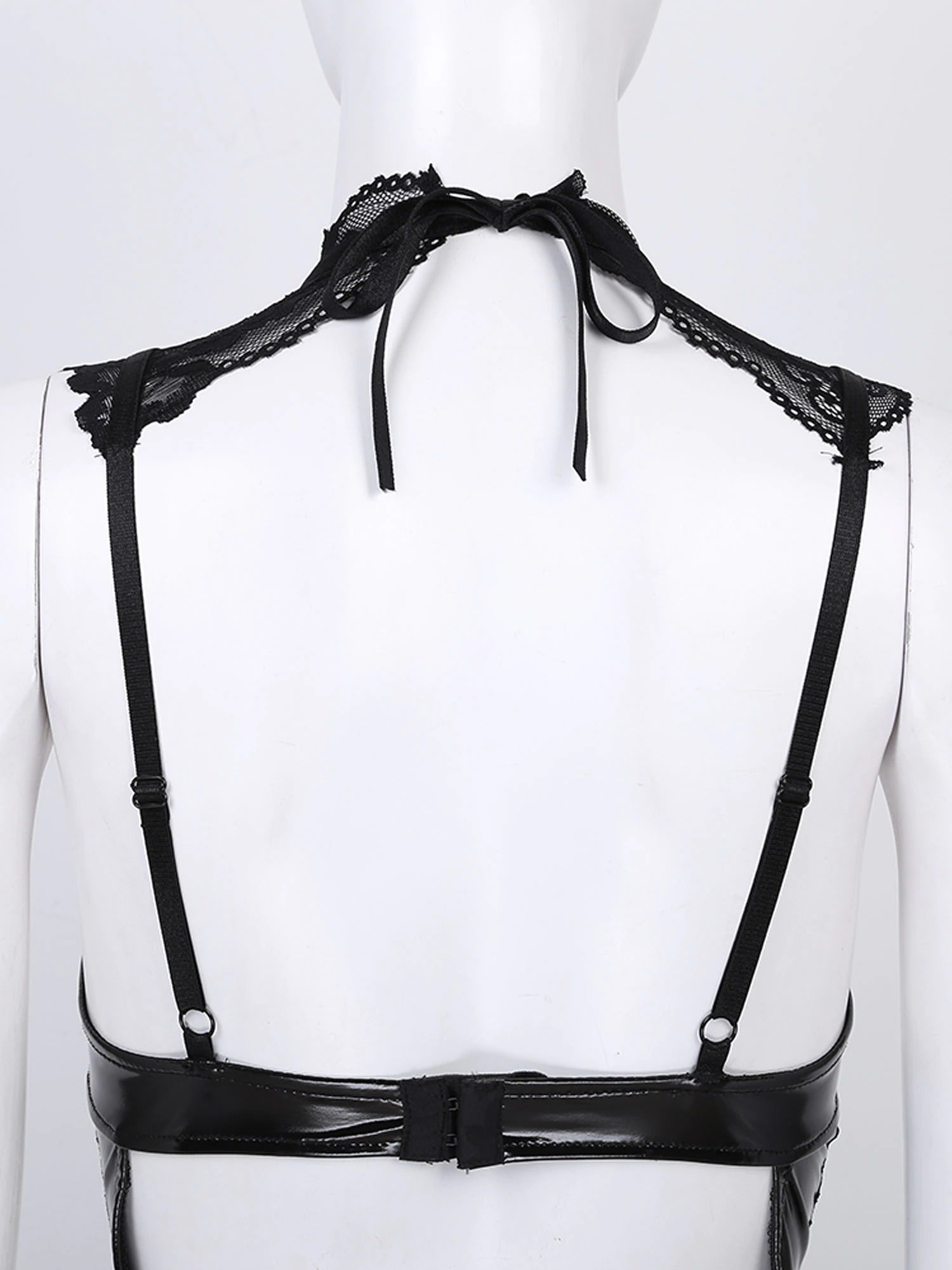 Open Back Female Latex Clubwear Bodysuit / Lace-Up Erotic Splice Female Apparel - EVE's SECRETS