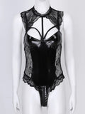 Open Back Female Latex Clubwear Bodysuit / Lace-Up Erotic Splice Female Apparel - EVE's SECRETS