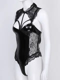 Open Back Female Latex Clubwear Bodysuit / Lace-Up Erotic Splice Female Apparel - EVE's SECRETS