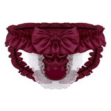 Open Butt Wetlook Male Panties Lingerie / Sexy Bowknot Satin Briefs Underwear For Men - EVE's SECRETS