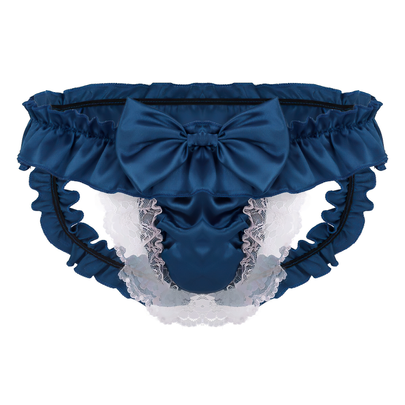 Open Butt Wetlook Male Panties Lingerie / Sexy Bowknot Satin Briefs Underwear For Men - EVE's SECRETS