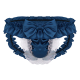 Open Butt Wetlook Male Panties Lingerie / Sexy Bowknot Satin Briefs Underwear For Men - EVE's SECRETS