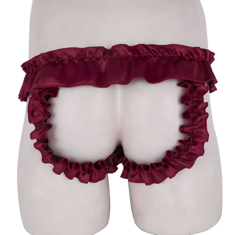 Open Butt Wetlook Male Panties Lingerie / Sexy Bowknot Satin Briefs Underwear For Men - EVE's SECRETS