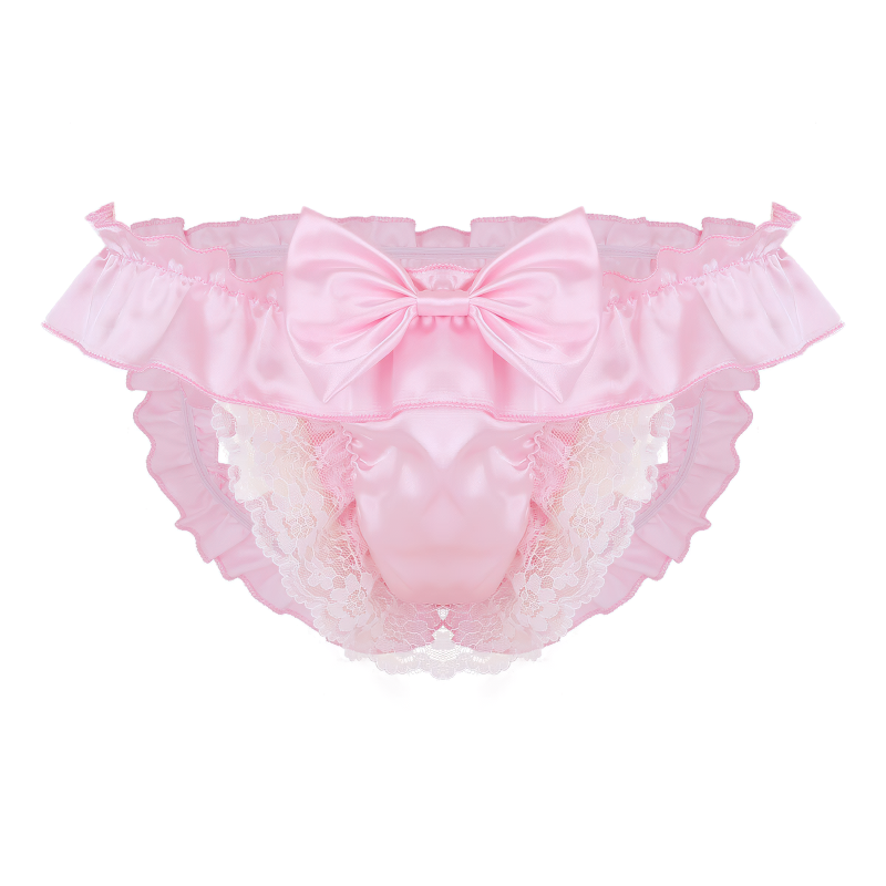 Open Butt Wetlook Male Panties Lingerie / Sexy Bowknot Satin Briefs Underwear For Men - EVE's SECRETS