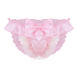 Open Butt Wetlook Male Panties Lingerie / Sexy Bowknot Satin Briefs Underwear For Men - EVE's SECRETS