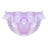 Open Butt Wetlook Male Panties Lingerie / Sexy Bowknot Satin Briefs Underwear For Men - EVE's SECRETS