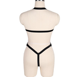 Open Butt Women Bodysuit / Wet Look Patent Leather Body Harness / Fetish Role Play Costume - EVE's SECRETS