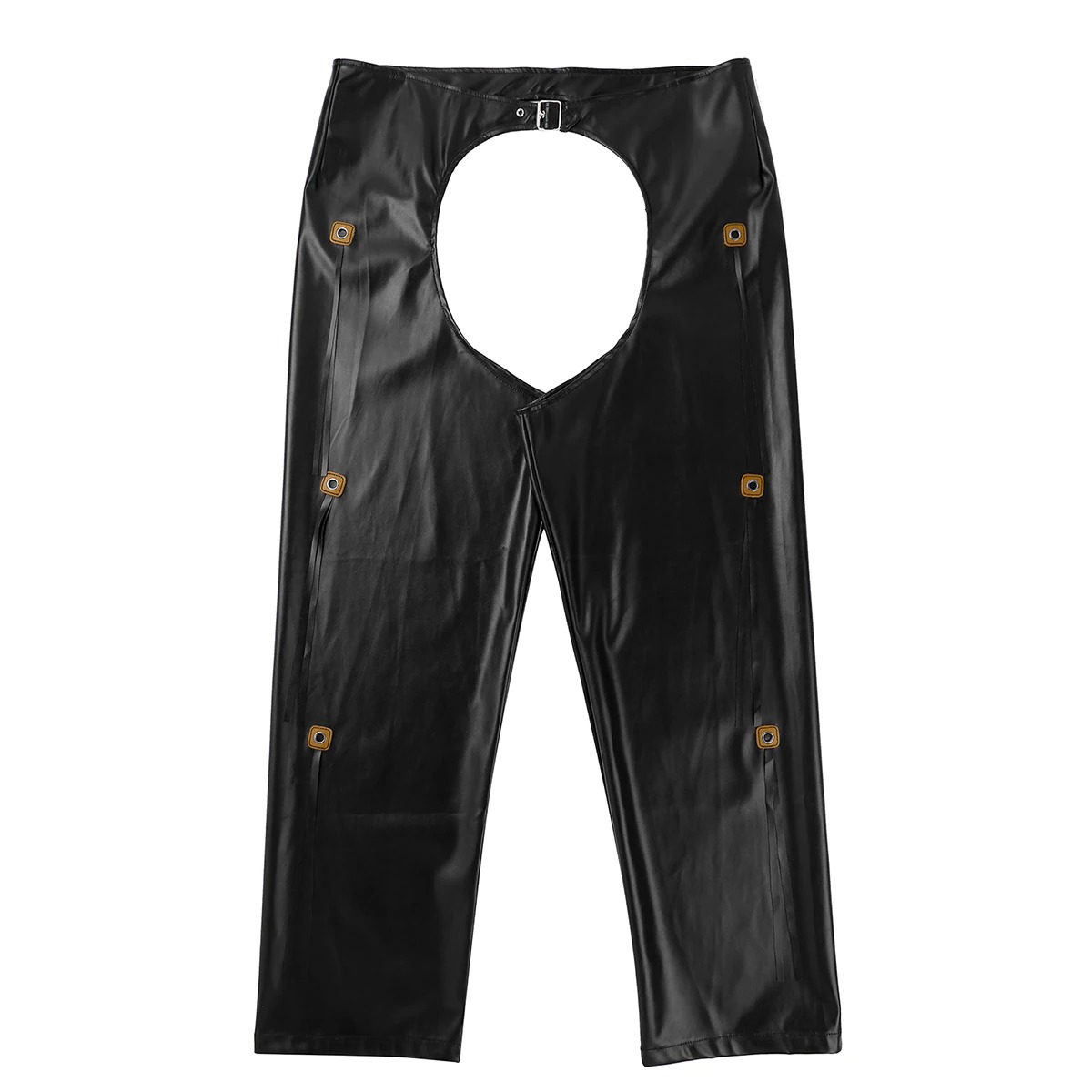 Open Crotch Cowboy Chaps / Black Faux Leather Pants for Men / Male Sexy Wet Look Outfits - EVE's SECRETS