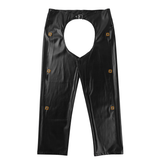 Open Crotch Cowboy Chaps / Black Faux Leather Pants for Men / Male Sexy Wet Look Outfits - EVE's SECRETS