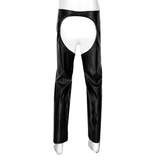 Open Crotch Cowboy Chaps / Black Faux Leather Pants for Men / Male Sexy Wet Look Outfits - EVE's SECRETS