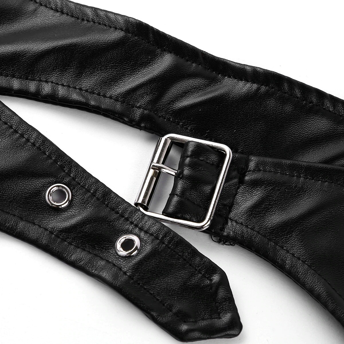 Open Crotch Cowboy Chaps / Black Faux Leather Pants for Men / Male Sexy Wet Look Outfits - EVE's SECRETS
