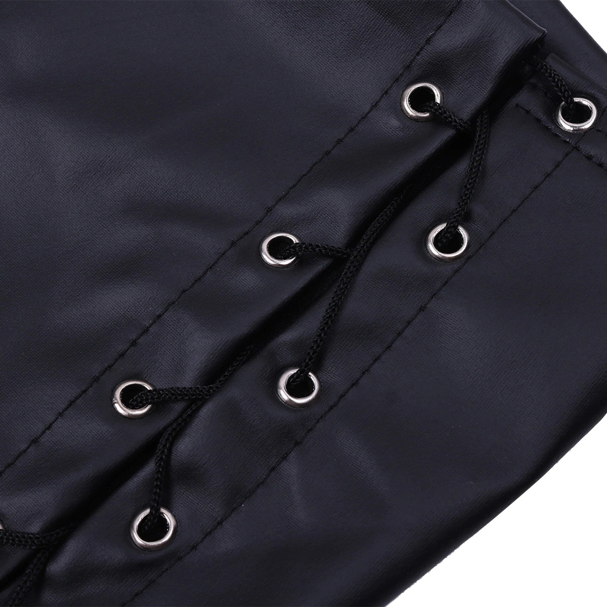 Patent Leather Ladies Panties with Lace Up / Sexy Black Hollow Out Side Briefs - EVE's SECRETS