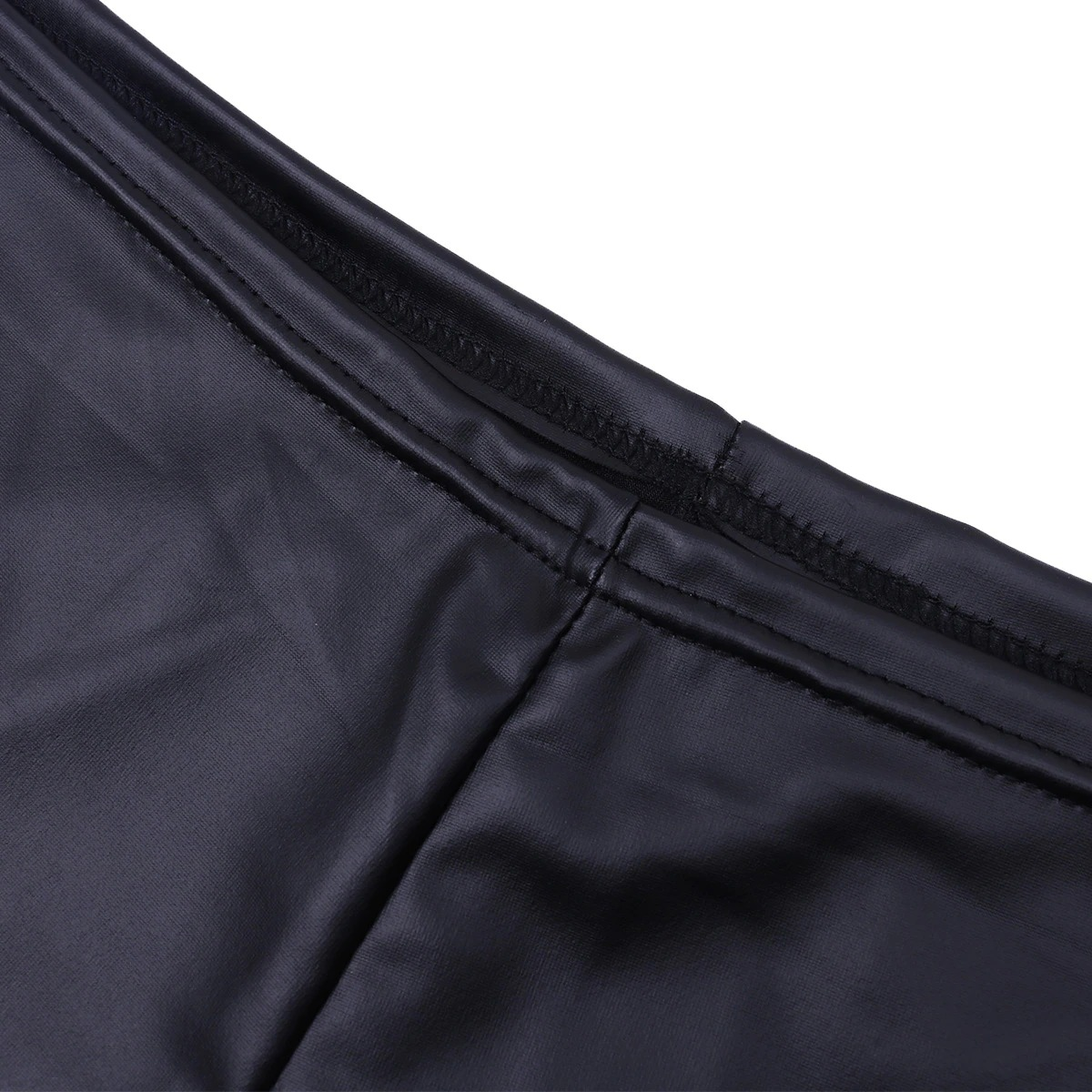 Patent Leather Ladies Panties with Lace Up / Sexy Black Hollow Out Side Briefs - EVE's SECRETS