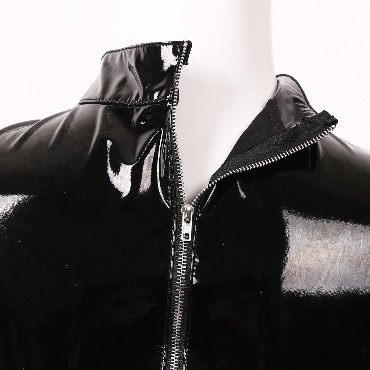 Patent Leather Wetlook Sexy Mini Dress / Women's Black Bodycon Costume - EVE's SECRETS