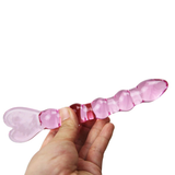 Pink Transparent Beaded Anal Dildo with Heart Design / Waterproof Glass Sex Toy - EVE's SECRETS