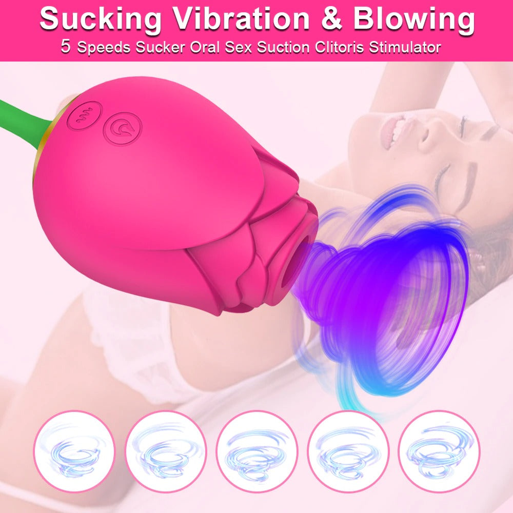 Powerful Rose Sucking Vibrator for Women with Love Egg / Clitoris Stimulation Sex Toys - EVE's SECRETS