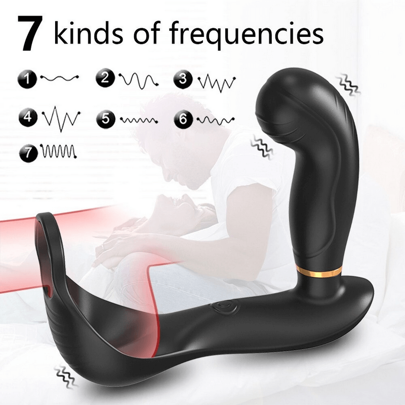 Prostate Massager for Men / Male Butt Vibrator with Cock Ring and Scrotum Pouch / Adult Sex Toys - EVE's SECRETS