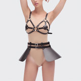 PU Leather 2Pcs Bondage Set / Women Garters / Sexy Fetish Body Harness / Wrist Belt Bra Bondage - EVE's SECRETS